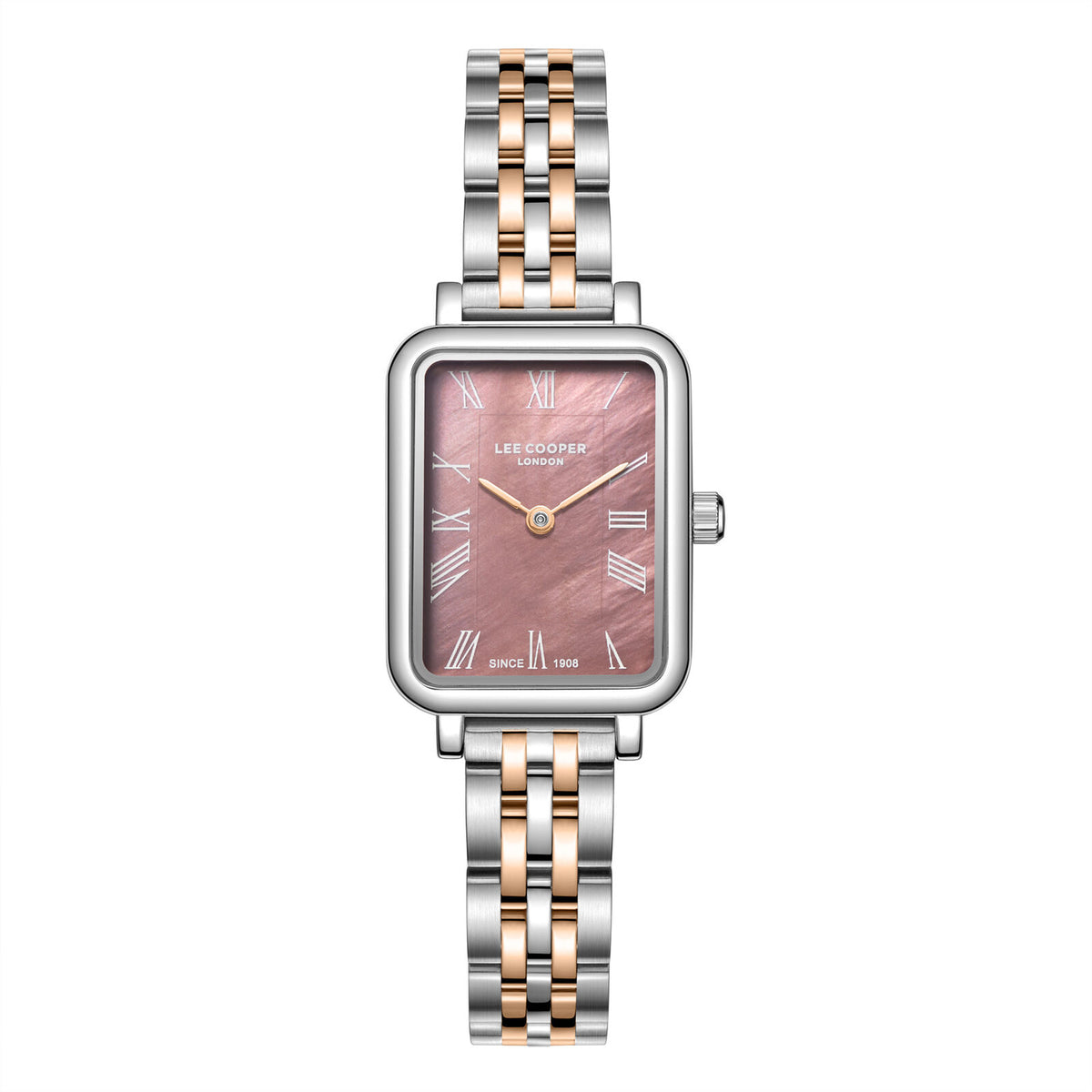 Lee Cooper Women's Analog Watch Dark Brown Dial With Two Toned Rose Gold And Silver  Metal Band,LC08232.540