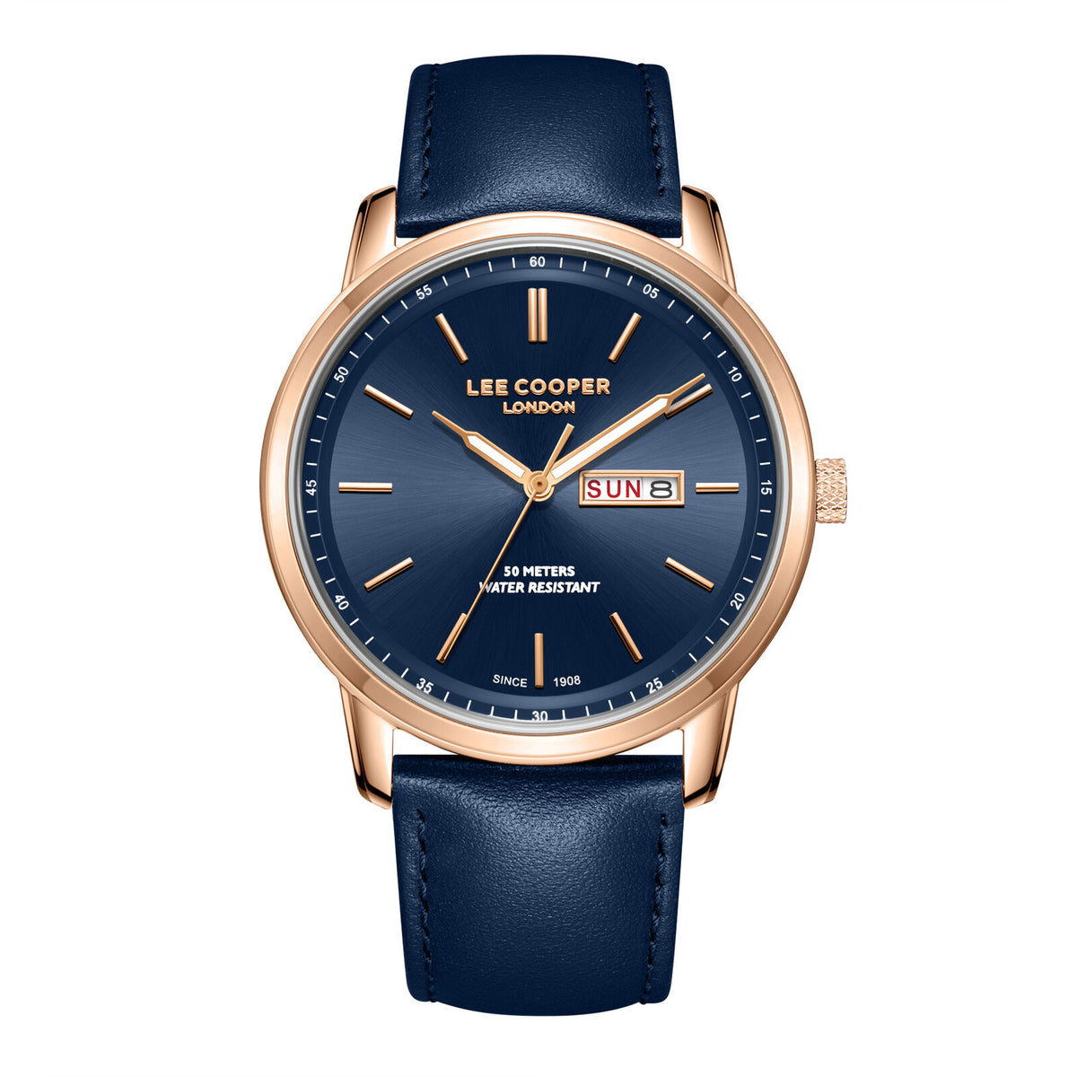 Lee Cooper Men's  Analog Watch Dark BlueDial With Blue Leather Strap,LC08235.499