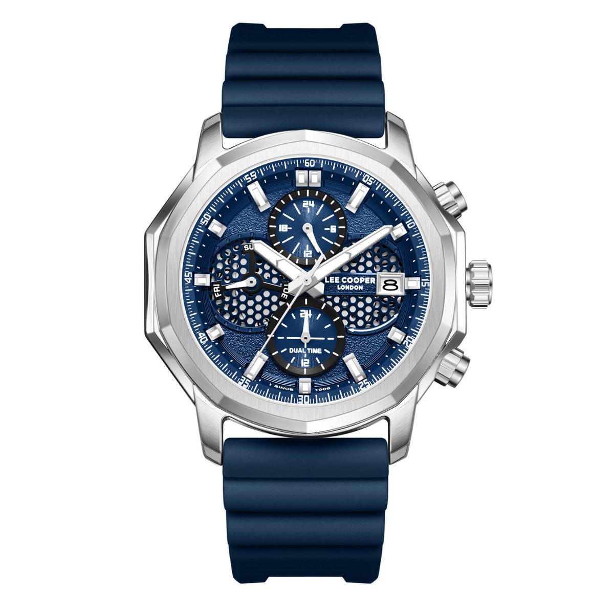 Lee Cooper Men's  Multifunction Watch Dark Blue Dial With Dark Blue SiliconeStrap,LC08238.399