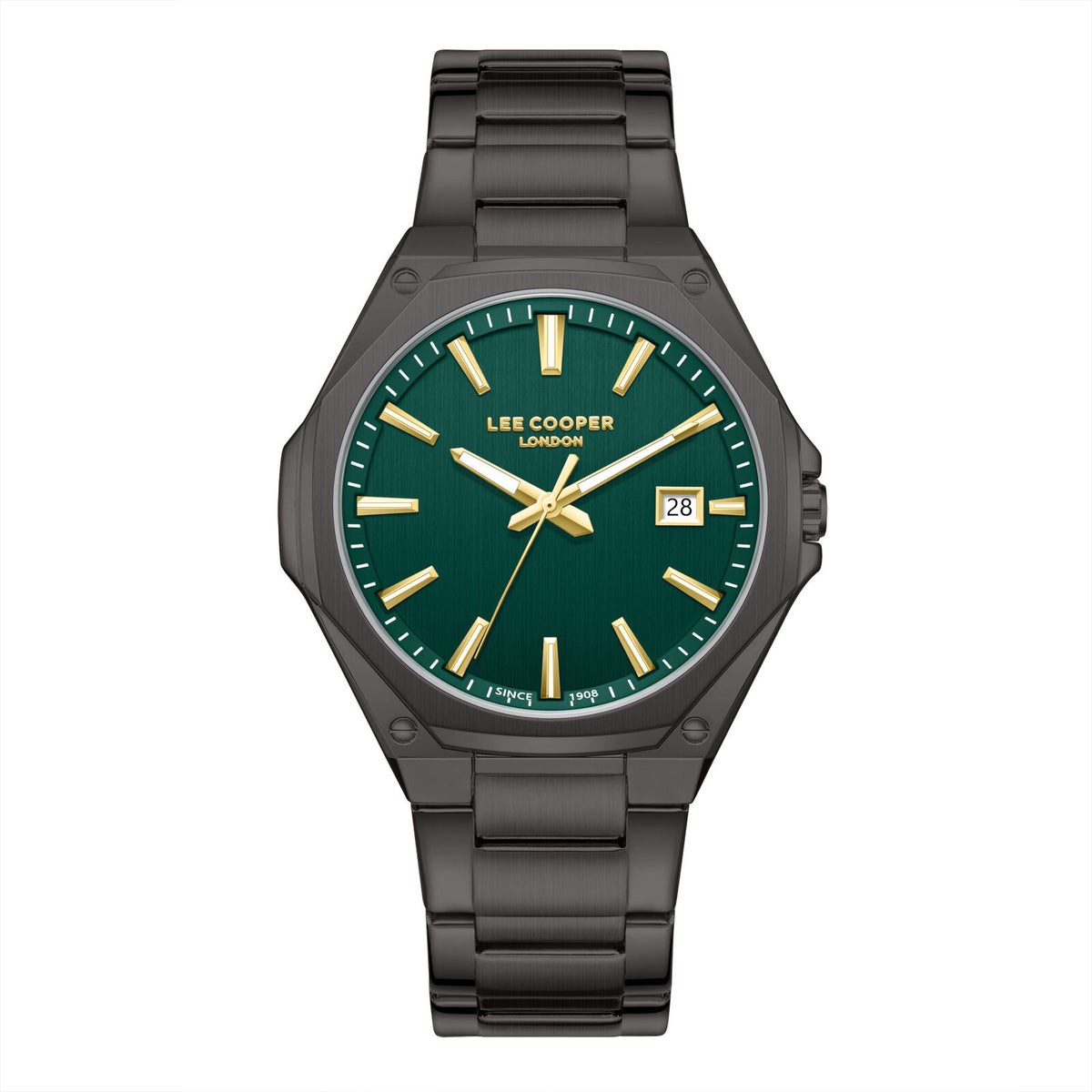 Lee Cooper Men's  Analog Watch Dark Green Dial With Gun  Metal Band, LC08252.070