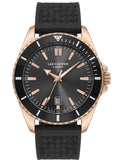 Lee Cooper Men's Date Analog Watch with Black Dial and Black Silicone Band, LC08257.451
