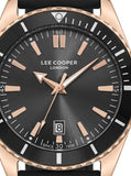 Lee Cooper Men's Date Analog Watch with Black Dial and Black Silicone Band, LC08257.451