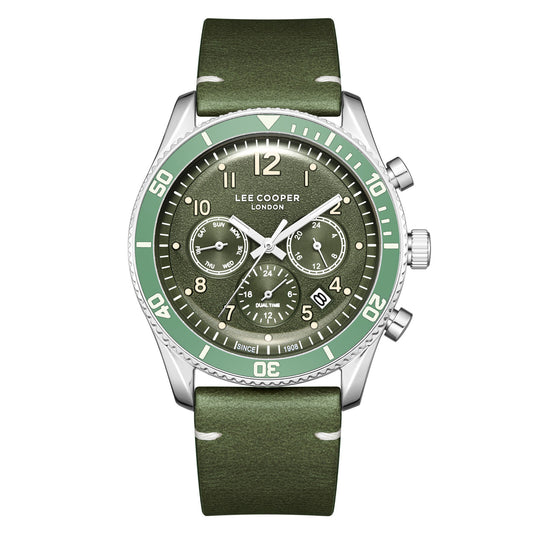 Lee Cooper, Men's, Analog Watch, Green Dial, with Leather Band, LE-LC08260.375