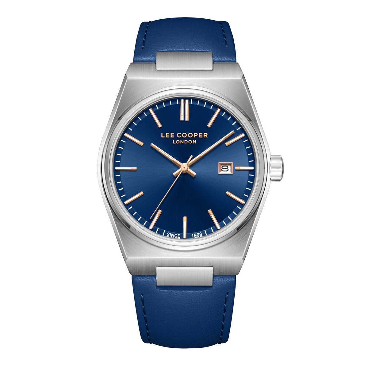 Lee Cooper Men's  Analog Watch Dark Blue Dial With Blue Leather Band,LC08261.369