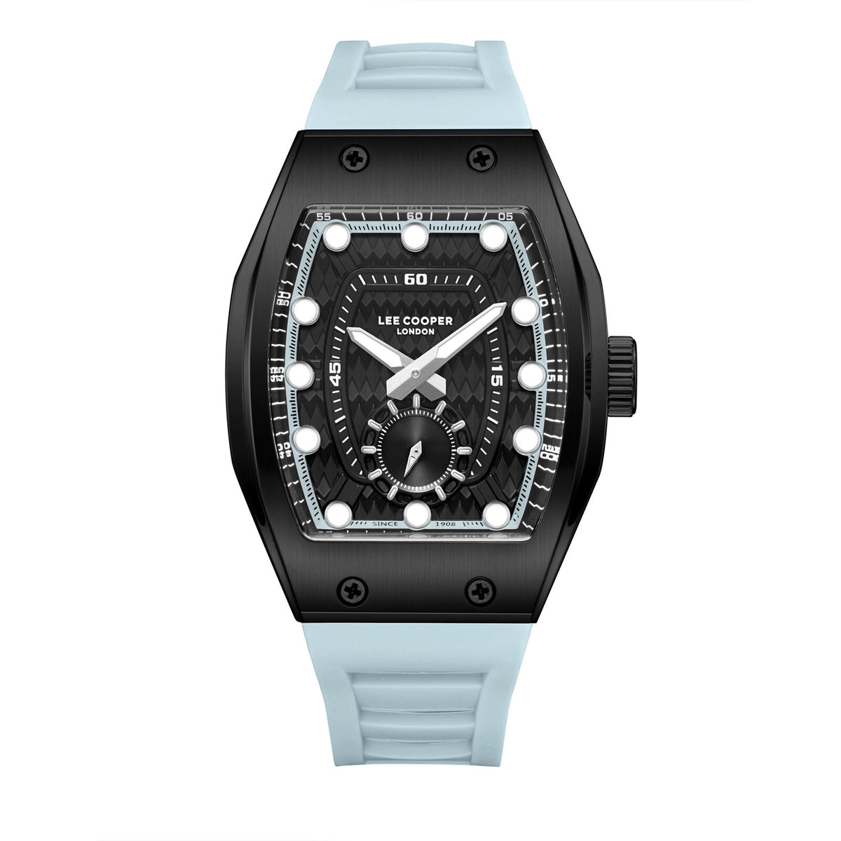 Lee Cooper Men's  Analog Watch Black Dial With Blue Silicone Strap,LC08264.657