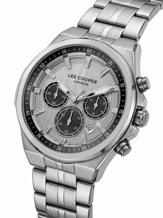 Lee Cooper Men's Multifunction Watch with Silver Dial and Stainless Steel Band, LC08273.320