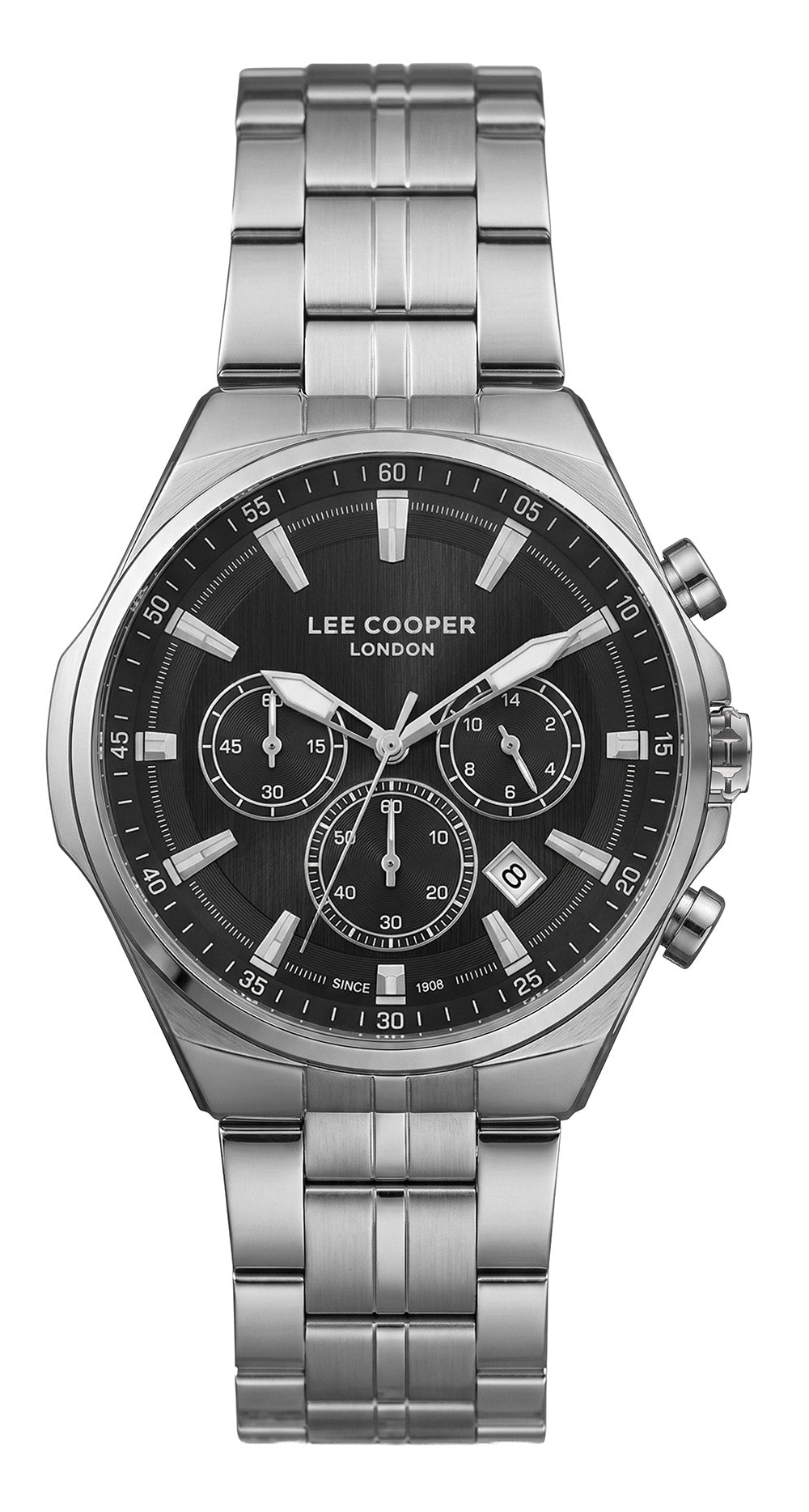 Lee Cooper Men's Multifunction Watch with Black Dial and Stainless Steel Band, LC08273.350