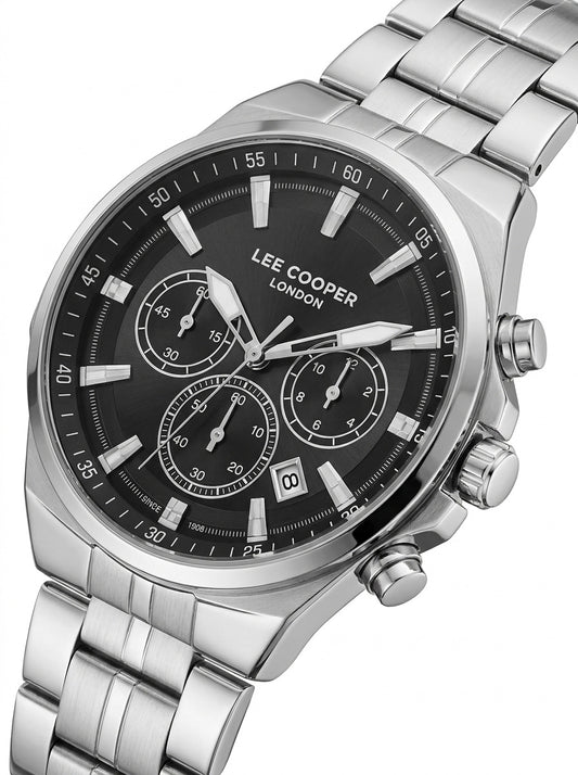Lee Cooper Men's Multifunction Watch with Black Dial and Stainless Steel Band, LC08273.350