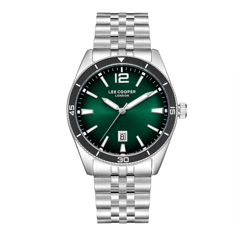 Lee Cooper men analog watch, green dial with stainless steel band, model LE-LC08281.360, Bahrain
