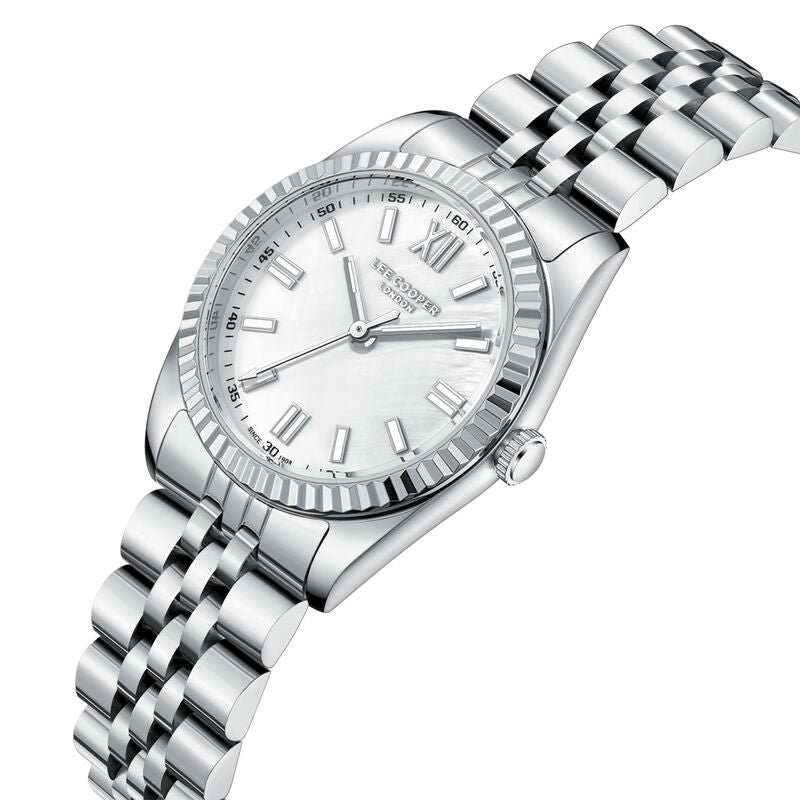 Lee Cooper Women's Analog Watch Mother of Pearl Dial with Stainless Steel Strap, LC08303.320
