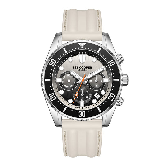 Lee Cooper Men's Multifunction Watch with Black Dial and Grey Silicone Band, LC08335.356