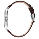 Lee Cooper Men's Analog Watch with Silver Dial and Dark Brown Leather Band, LC08336.332