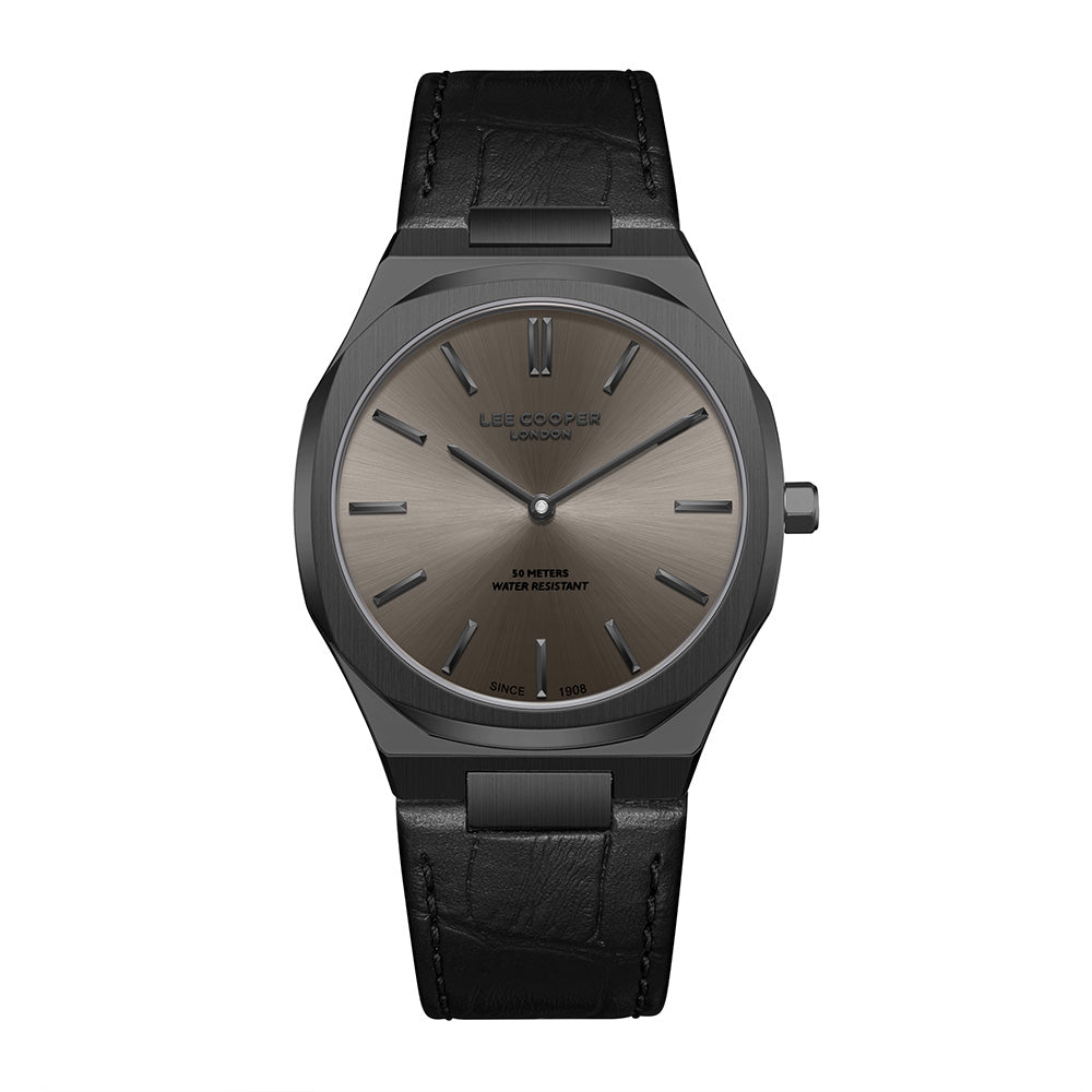 Lee Cooper Men's Analog Watch with Grey Dial and Black Leather Band, LC08336.061