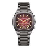 Lee Cooper Men's Multifunction Watch with Red To Black Dial and Gunmetal Stainless Steel Band, LC08339.080
