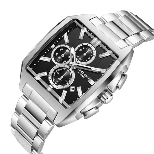Lee Cooper Men's Multifunction Watch with Black Dial and Stainless Steel Band, LC08344.350