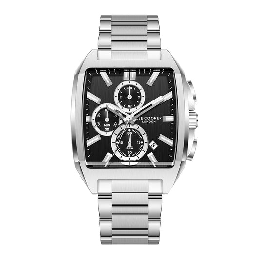 Lee Cooper Men's Multifunction Watch with Black Dial and Stainless Steel Band, LC08344.350