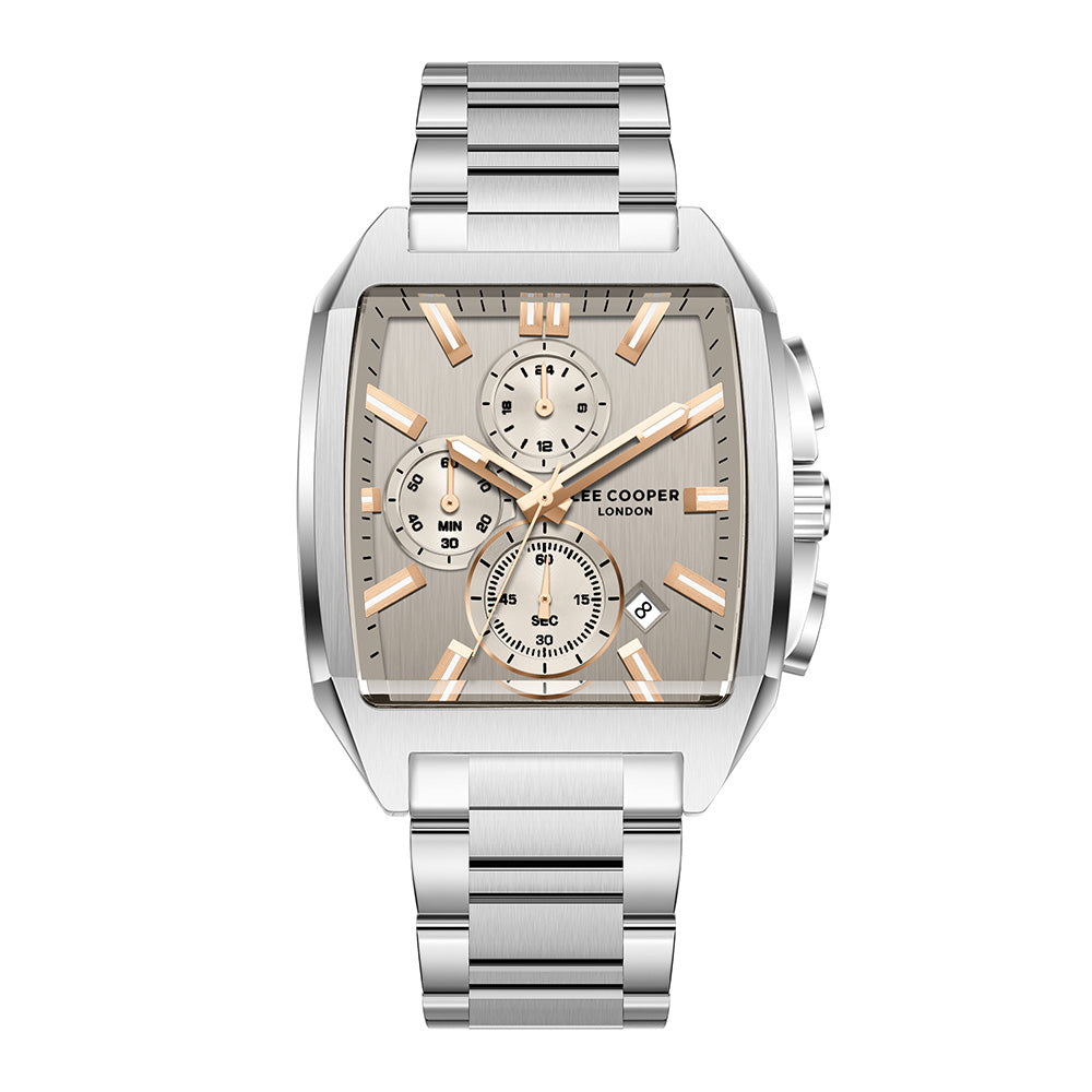 Lee Cooper Men's Multifunction Watch with Grey Dial and Stainless Steel Band, LC08344.360