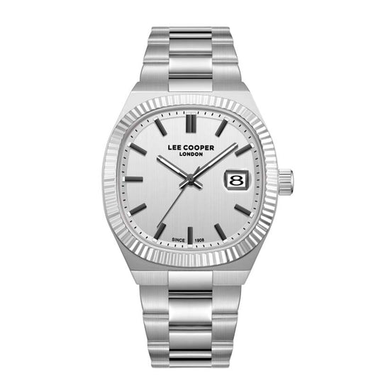 Lee Cooper Men's Date Analog Watch with Silver Dial and Stainless Steel Band, LC08352.330