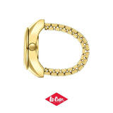 Lee Cooper Women's Analog Watch with White Mother Of Pearl Dial and Gold Stainless Steel Band, LC08357.120