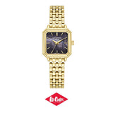 Lee Cooper Women's Analog Watch with Black Mother Of Pearl Dial and Gold Stainless Steel Band, LC08358.150