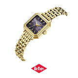 Lee Cooper Women's Analog Watch with Black Mother Of Pearl Dial and Gold Stainless Steel Band, LC08358.150