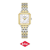 Lee Cooper Women's Analog Watch with White Ceramic Dial and Silver/Gold Stainless Steel Band, LC08358.220