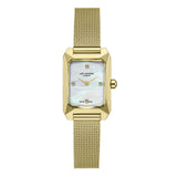 Lee Cooper Women's Analog Watch with White Mother Of Pearl Dial and Gold Mesh Band, LC08359.120