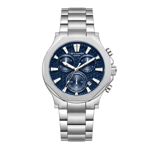 Lee Cooper Men's Multifunction Watch with Dark Blue Dial and Stainless Steel Band, LC08361.390