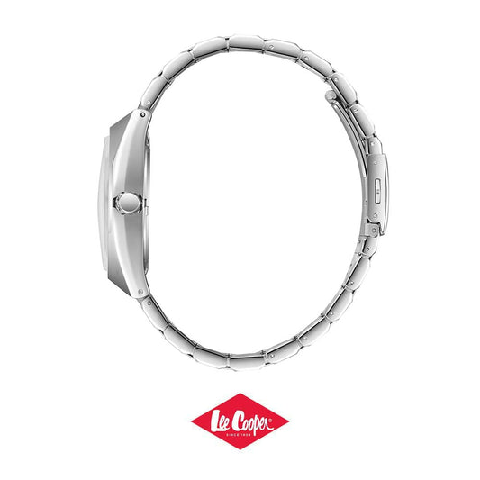 Lee Cooper Men's Date Analog Watch with Blue To Black Dial and Stainless Steel Band, LC08363.391