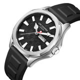 Lee Cooper Men's Date Analog Watch with Black Dial and Black Silicone Band, LC08364.351