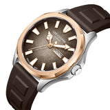 Lee Cooper Men's Date Analog Watch with Brown Dial and Brown Silicone Band, LC08364.542