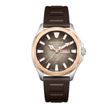 Lee Cooper Men's Date Analog Watch with Brown Dial and Brown Silicone Band, LC08364.542