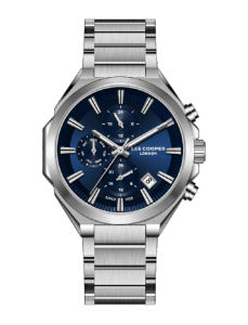 Lee Cooper Men's Multifunction Watch with Dark Blue Dial and Stainless Steel Band, LC08367.390