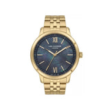 Lee Cooper Women's Analog Watch with Purple Mother Of Pearl Dial and Gold Stainless Steel Band, LC08371.180