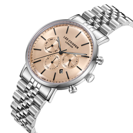 Lee Cooper Men's Multifunction Watch with Grey Dial and Stainless Steel Band, LC08372.360
