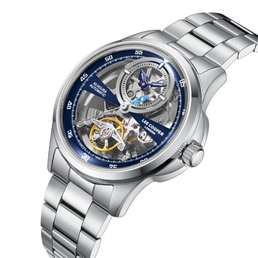 Lee Cooper Men's Automatic Watch with Dark Blue Dial and Stainless Steel Band, LC08383.390