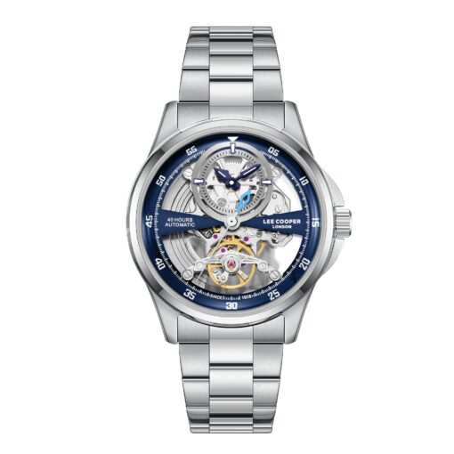 Lee Cooper Men's Automatic Watch with Dark Blue Dial and Stainless Steel Band, LC08383.390