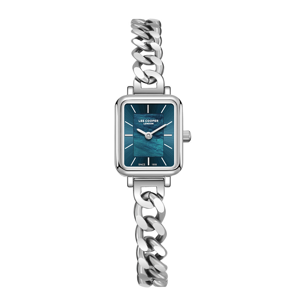 Lee Cooper Women's Analog Watch with Blue Mother Of Pearl Dial and Stainless Steel Band, LC08384.390