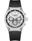 Lee Cooper Men's Multifunction Watch with Silver Dial and Black Silicone Band, LC08388.331