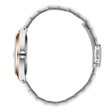 Lee Cooper Men's Date Analog Watch with Blue Dial and Silver/Rose Gold Stainless Steel Band, LC08397.290