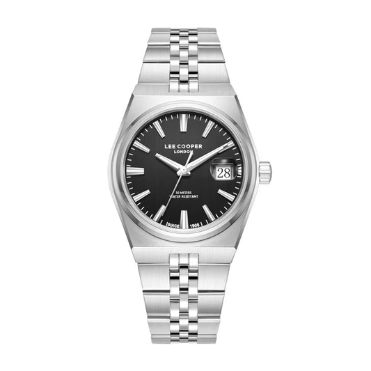 Lee Cooper Men's Date Analog Watch with Black Dial and Stainless Steel Band, LC08397.350