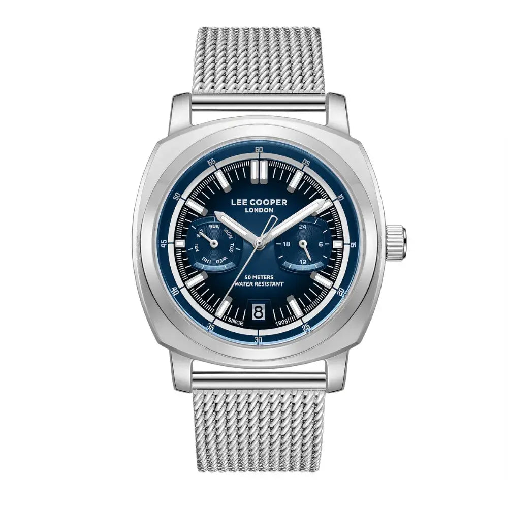 Lee Cooper Men's Multifunction Watch with Dark.Blue Dial and Dark Blue Leather Band, LC08377.399