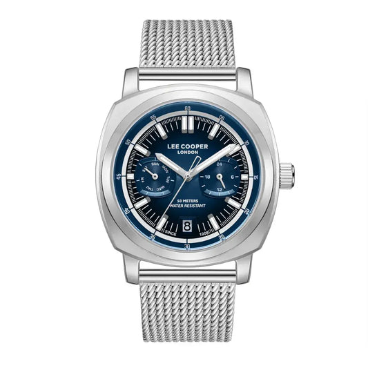 Lee Cooper Men's Multifunction Watch with Dark.Blue Dial and Dark Blue Leather Band, LC08377.399