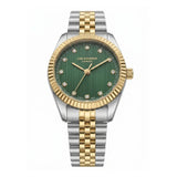 Lee Cooper Women's Analog Watch with Green Dial and Silver/Gold Stainless Steel Band, LC08400.270