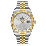 Beverly Hills Polo Club Men's Watch Analog Silver Dial with Silver/Gold Stainless Steel Band, BP3018X.230