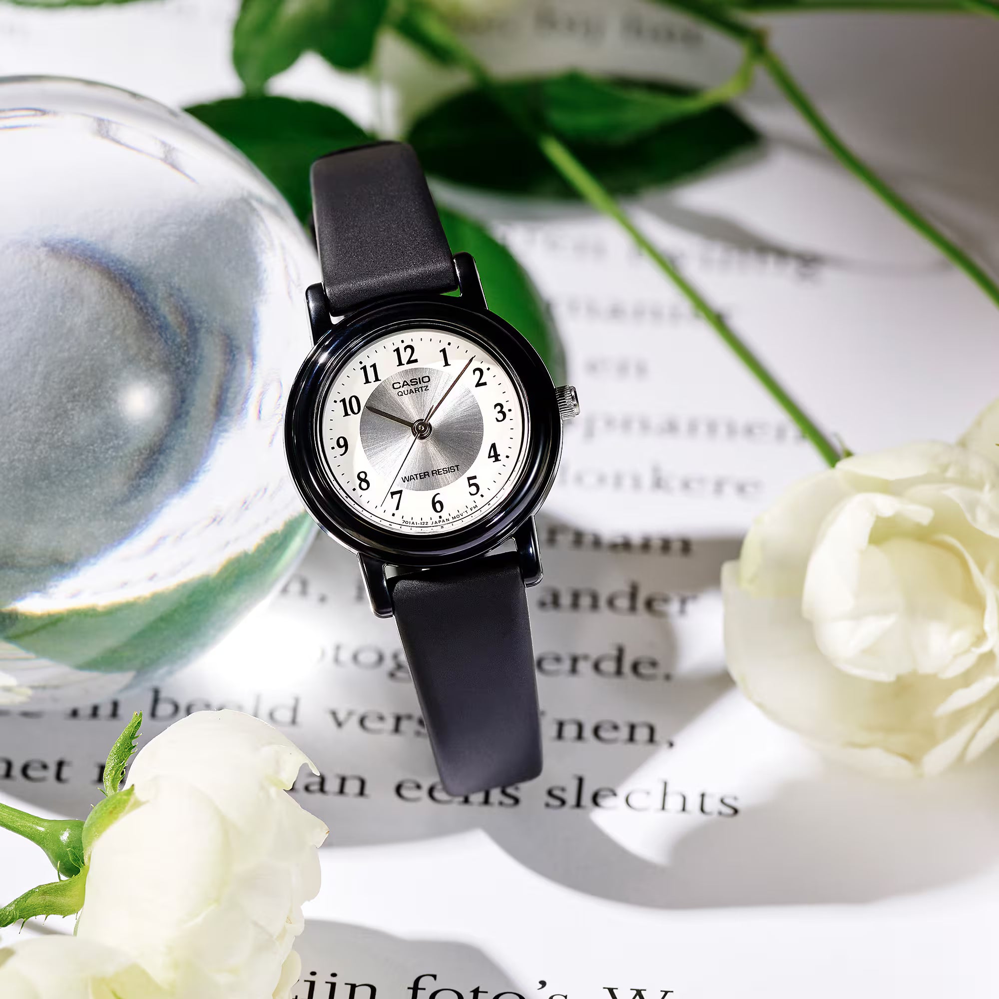 Casio Women's Watch Analog, White Dial Black Resin Strap, LQ-139AMV-7B3LD