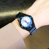 Casio Women's Watch Analog, White & Blue Dial Black Resin Strap, LRW-200H-2EVDR