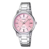 Casio Women's Watch Analog, Pink Dial Silver Stainless Steel Strap, LTP-1303D-4AVDF