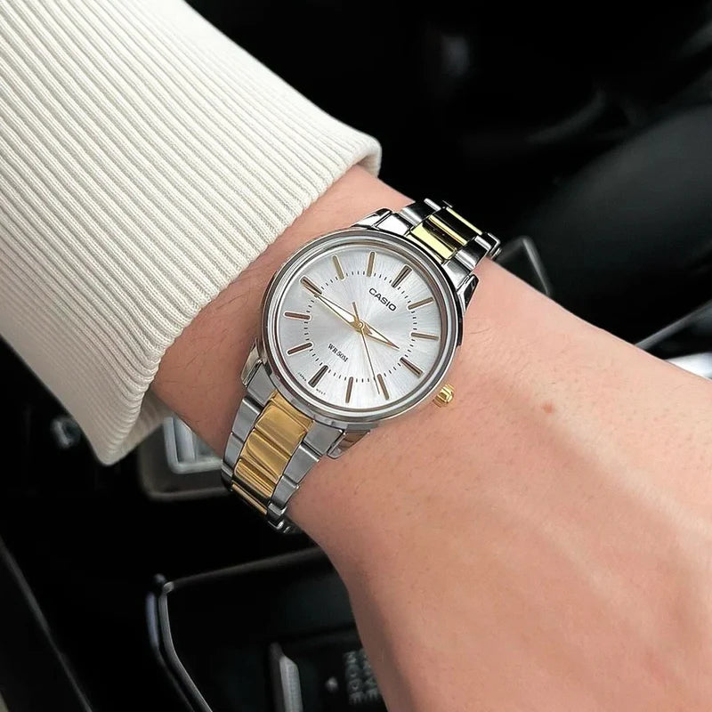 Casio Men's Watch Analog, Silver Dial Two Toned Stainless Steel Strap, MTP-1303SG-7AVD product image