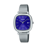 Casio Women's Watch Analog Blue Dial with Silver Stainless Steel Strap, LTP-B166D-2AVDF